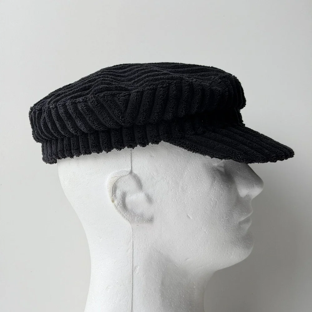 Free People Black Ribbed Corduroy Newsboy Cap